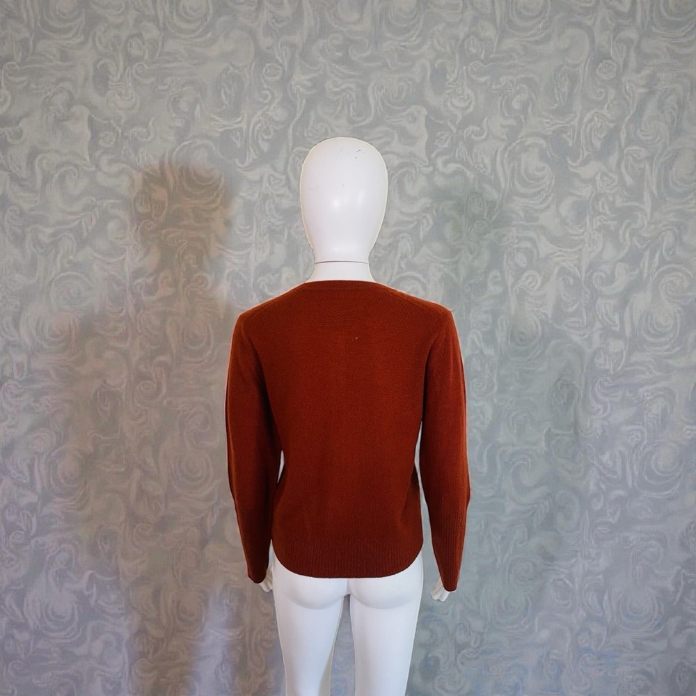Rust Button-Front Crewneck Cardigan Sweater - Picture 7 of 7